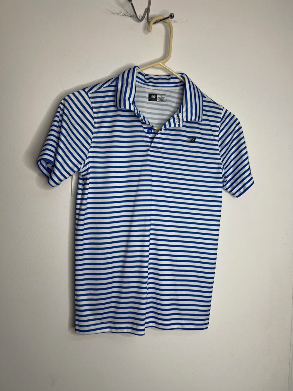 New Balance Dry Fit Polo Blue and White Stripe Boy Size 12